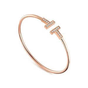 Tiffany rose gold diamond T wire bracelet